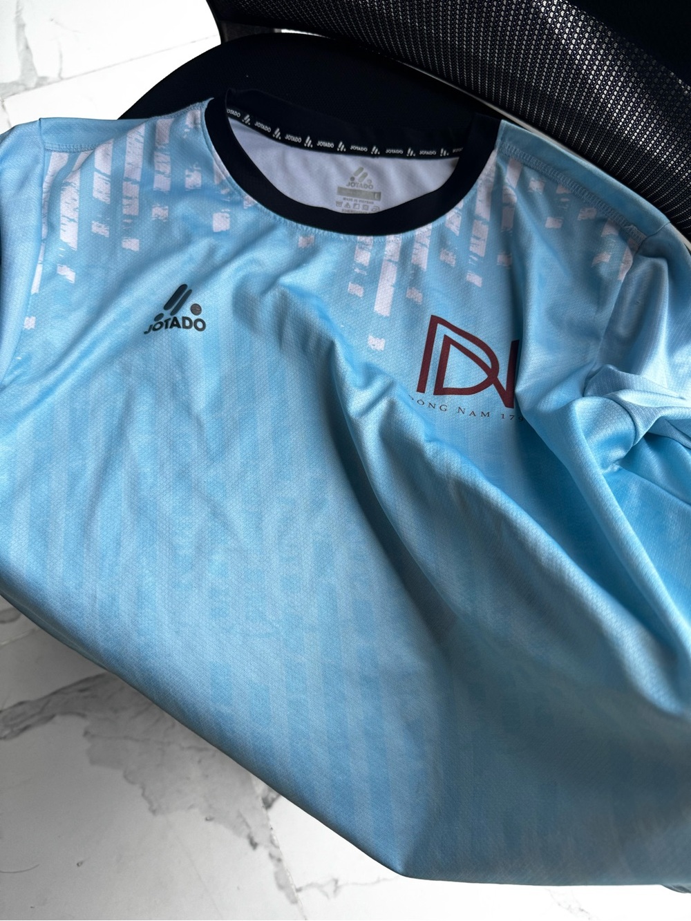 Men’s Light Blue Athletic Jersey with Contrast Black Collar